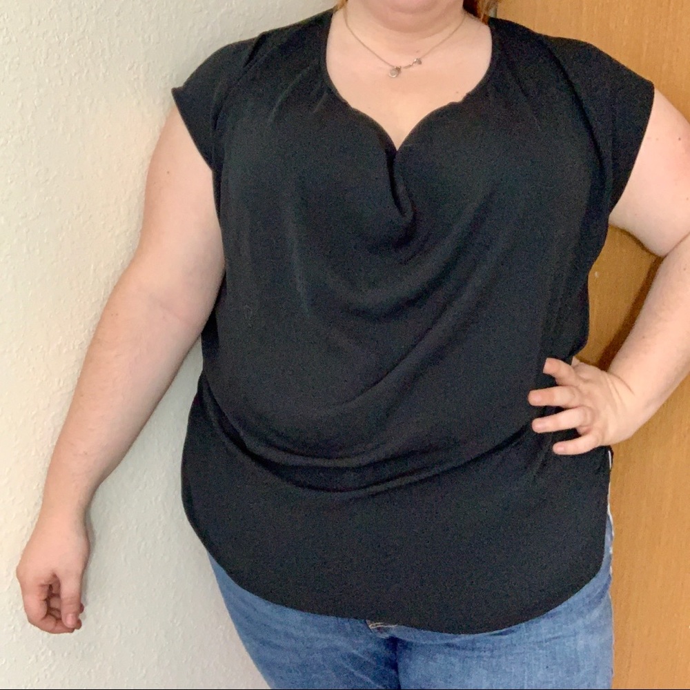 Coldwater Creek Black Dress Shirt Plus Size 2x